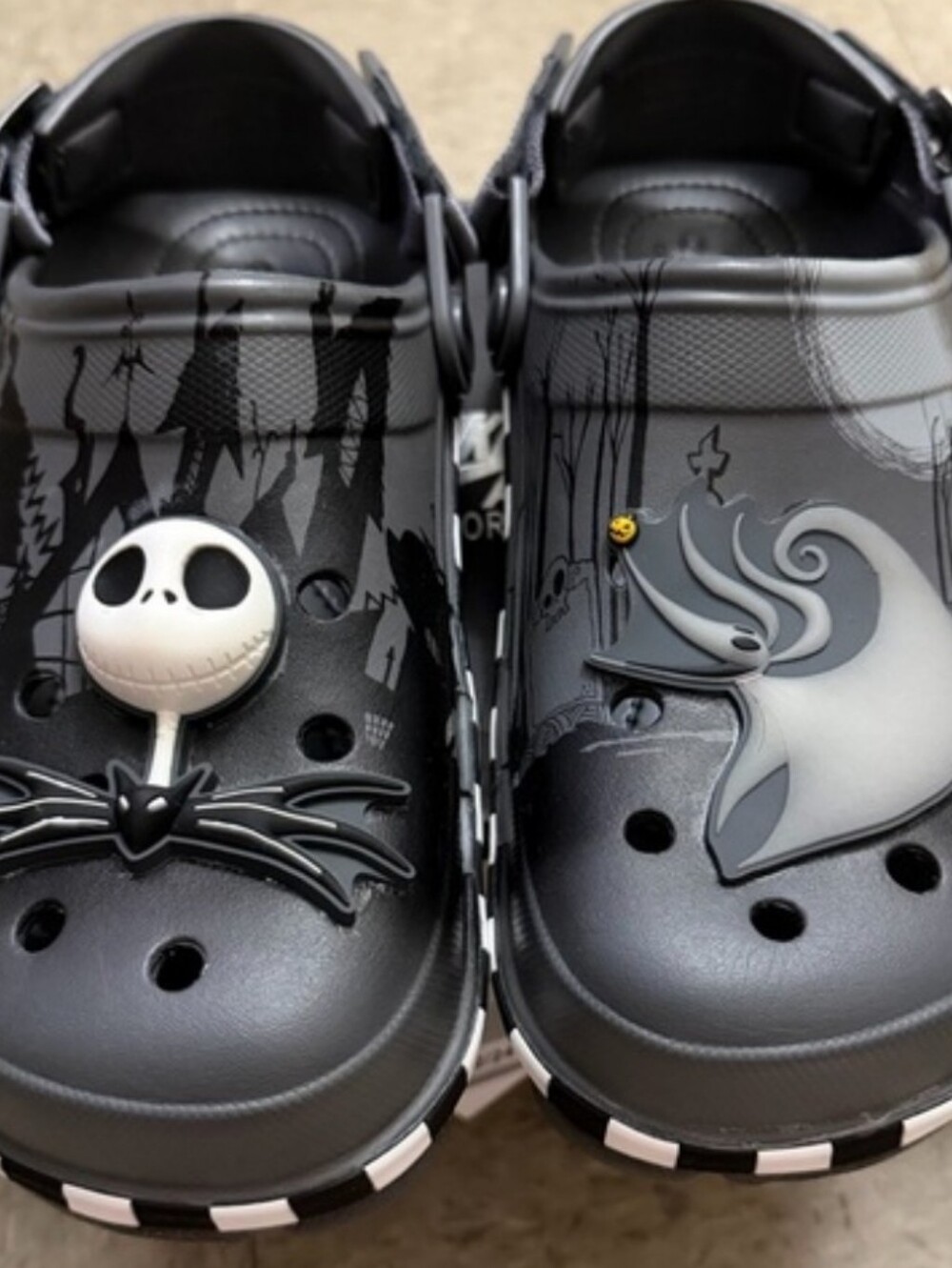 CROCS Black & Gray Themed Clog - Jack Skellington Motif